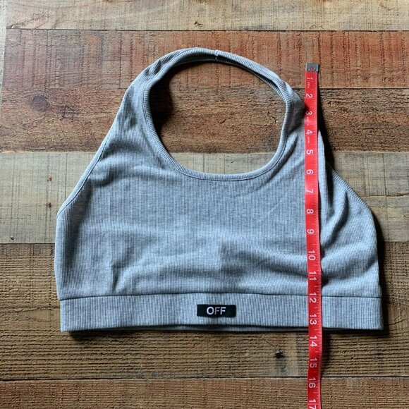 Junie Clothing Womens Ribbed Knit Cropped Halter Top in Gray -L - Picture 3 of 7